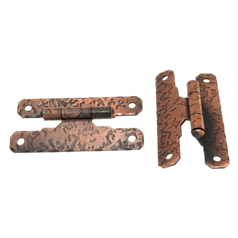 Pair National Lock Cape Cod Hammered 3/8 Offset H Hinges Old Copper R371-10D