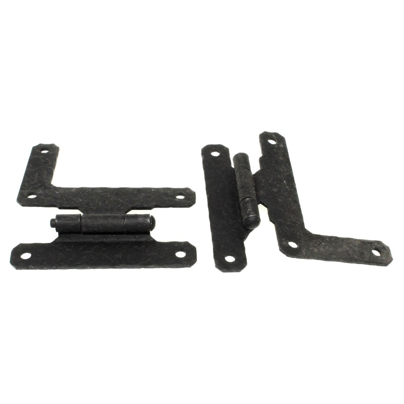 Pair National Lock Cape Cod Hammered 3/8 Offset HL Hinges Dead Black R373-1D
