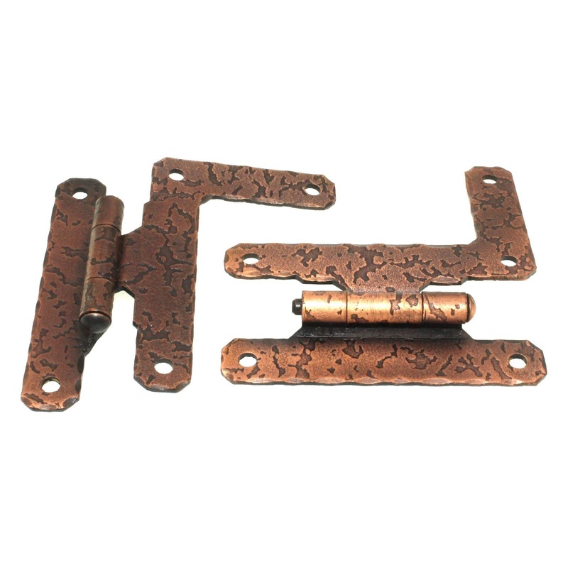 Pair National Lock Cape Cod Hammered 3/8 Offset HL Hinges Old Copper R373-10D