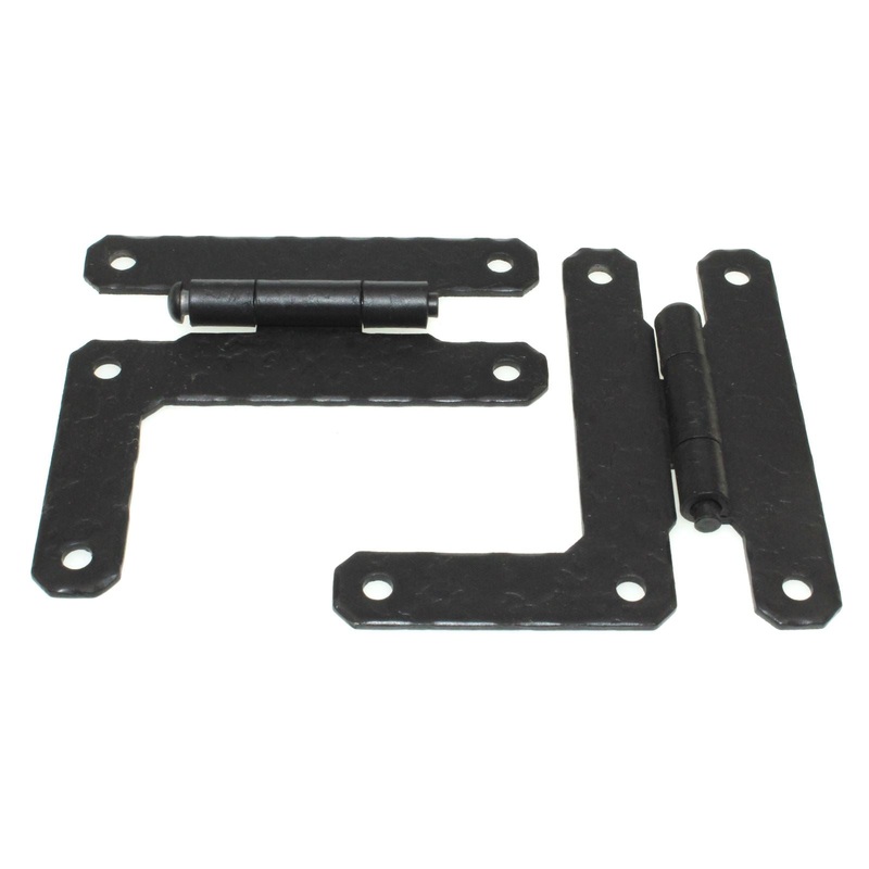 Pair National Lock Cape Cod Hammered Flush Door HL Hinges Dead Black N372-1D