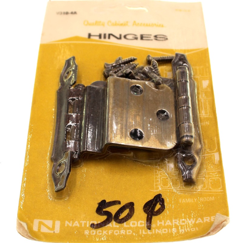 Pair National Lock Vintage Antique English 3/8 Inset Cabinet Hinges V310-4A