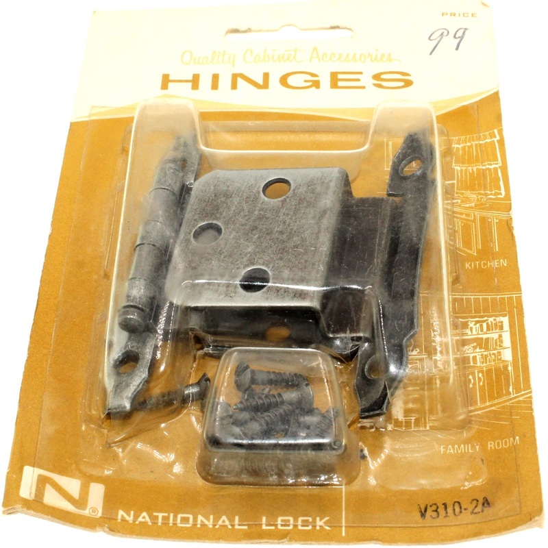 Pair National Lock Vintage Old Iron 3/8 Inset Cabinet Hinges V310-2A