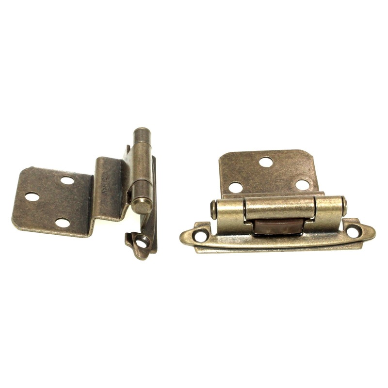 Pair of Amerock Antique Brass 3/8 Inset Self-Closing Cabinet Hinges 786ABS