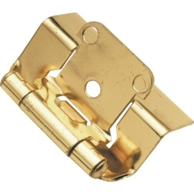 Pair of Hickory Polished Brass Full Wrap 1/2 Overlay Cabinet Hinges P5710F-3