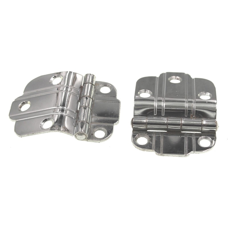 Pair Vintage National Lock Bright Chrome 3/8 Offset Cabinet Hinges N58-032B