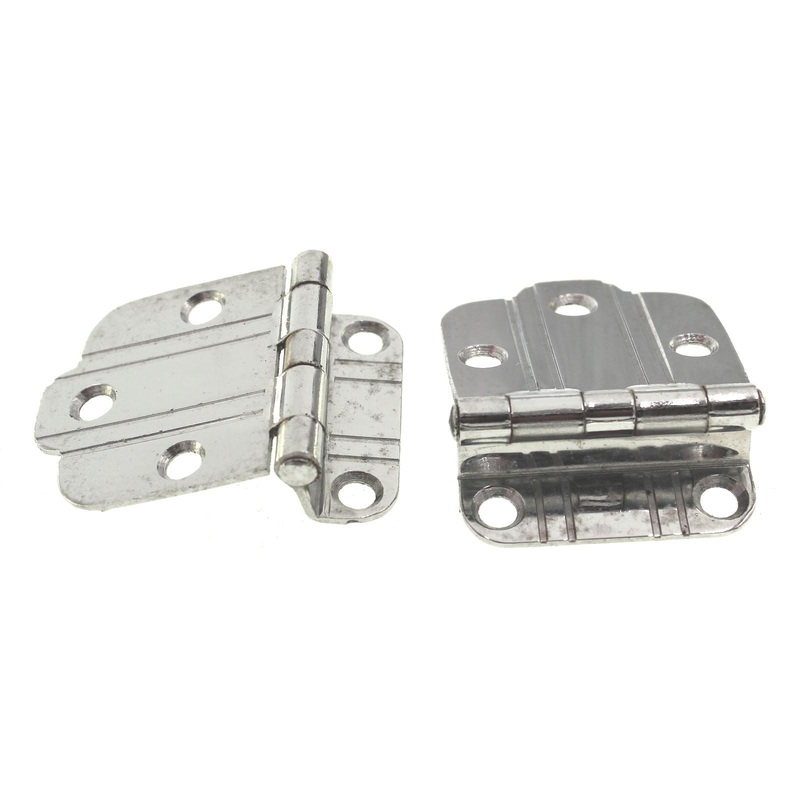 Pair Vintage National Lock Bright Chrome 3/8 Offset Cabinet Hinges R334-26