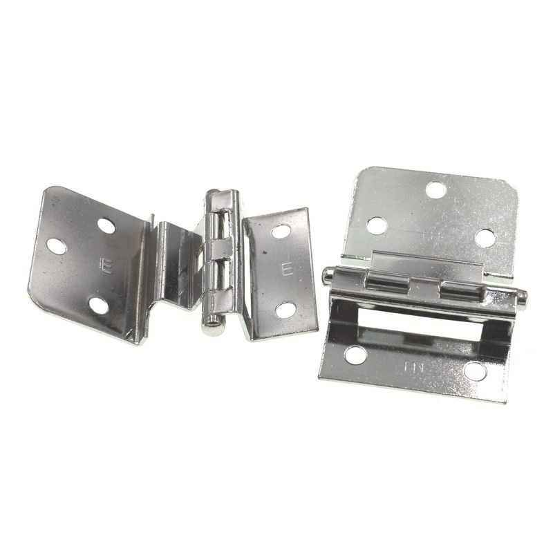 Pair Vintage National Lock Chrome 3/8 Inset Partial Wrap Cabinet Hinge N58-598E