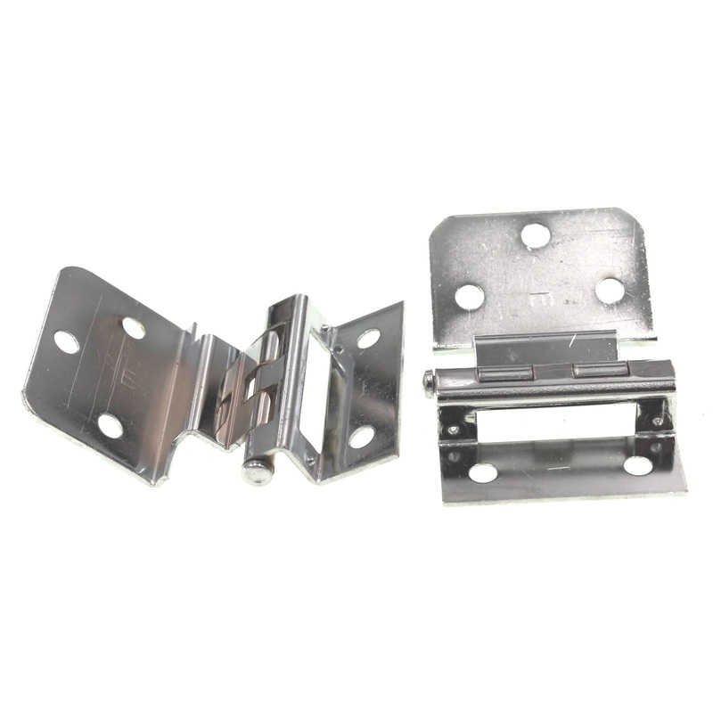 Pair Vintage National Lock Chrome 3/8 Inset Partial Wrap Cabinet Hinges R380-26
