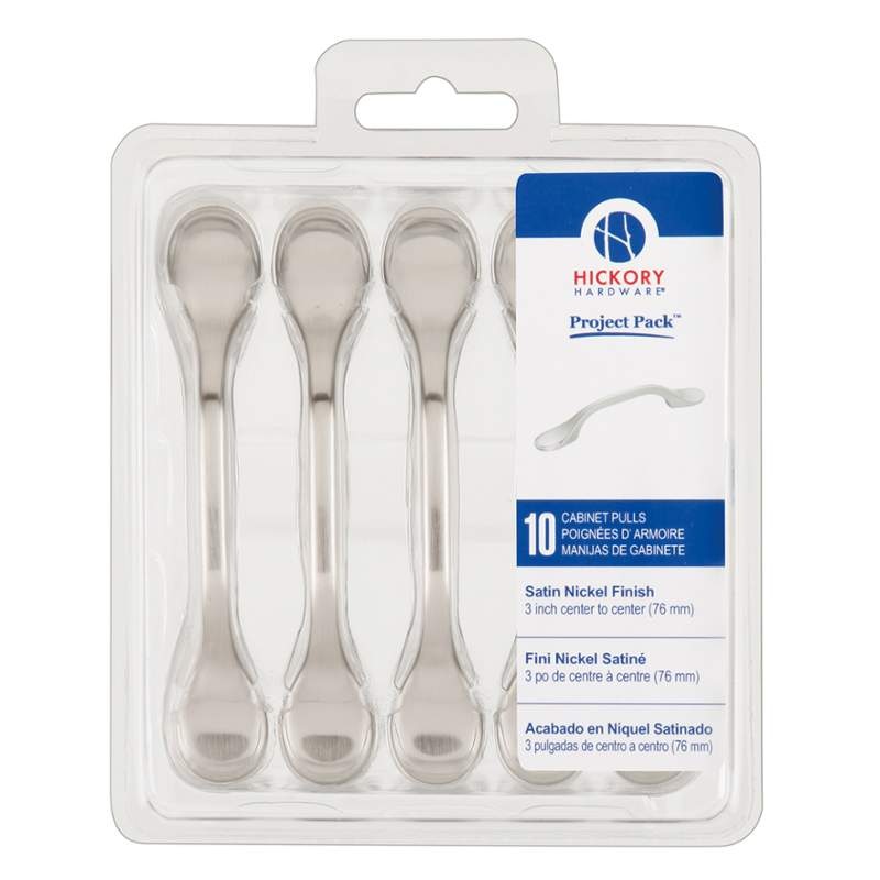 Project Pack 10 Satin Nickel 3cc Cabinet Handle Pulls VP14444-SN Hickory Conquest