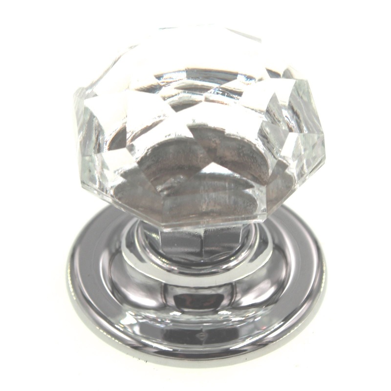 Amerock Clear Crystal Bi-Fold Door Knob 2 Chrome Backplate E52472CS2