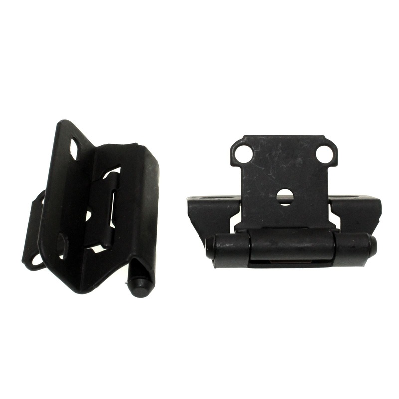 Amerock Flat Black 1/4 Overlay Partial Wrap Cabinet Hinges 2 Pack BPR7566FB
