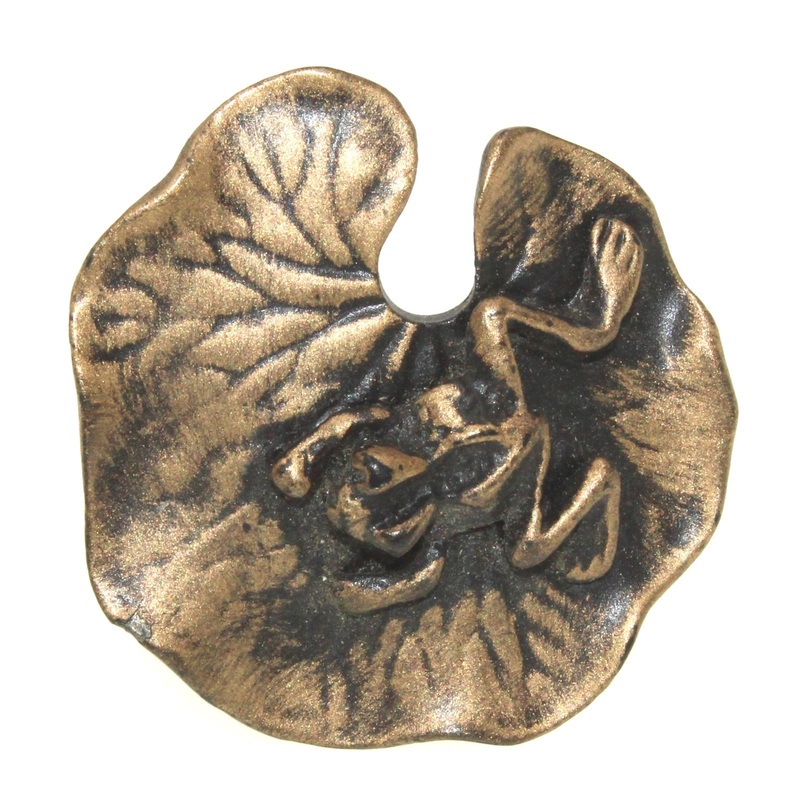 Anne at Home Frogs & Lily Pads Antique Gold 1 3/8 Cabinet Knob 519-21
