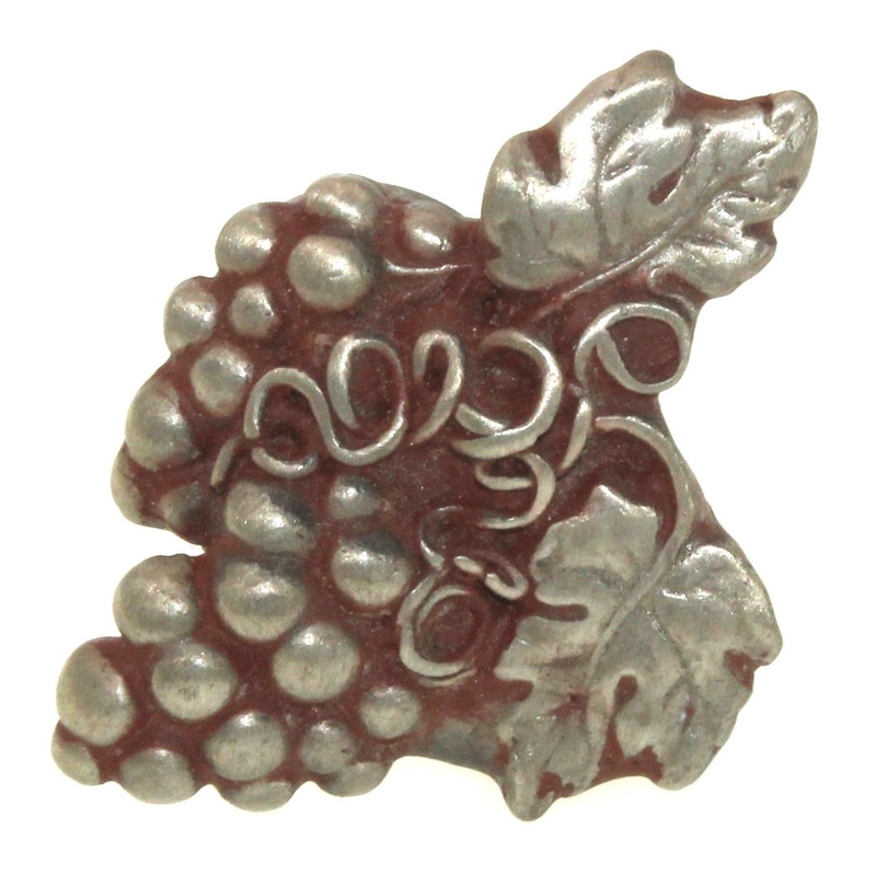 Anne at Home Grape Cluster Left Pewter with Cherry Wash 2 Cabinet Knob 328-137