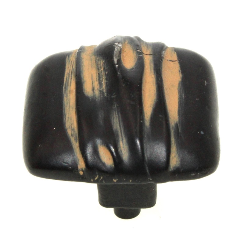 Anne at Home Hannah Square 1 1/4 Cabinet Knob Black with Maple Wash 257-738