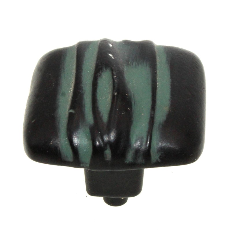 Anne at Home Hannah Square 1 1/4 Cabinet Knob Black with Verde Wash 257-734