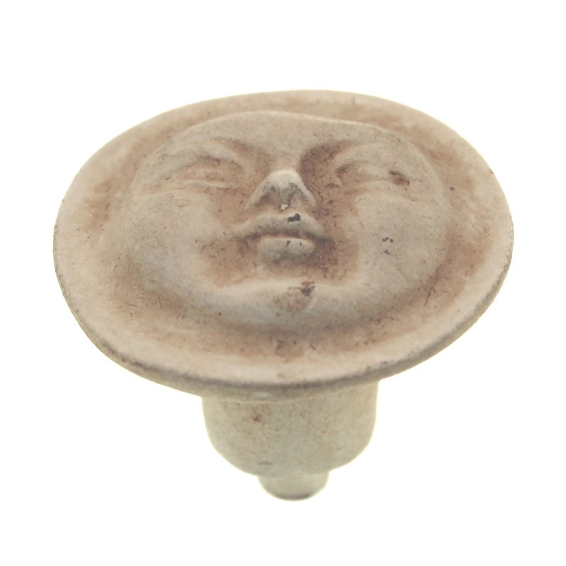 Anne at Home Moon Face 1 1/4 Whimsical Cabinet Knob Weathered White 347-17