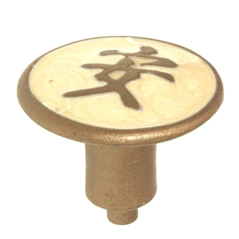 Anne at Home Tranquility Kanji Asian 1 1/4 Cabinet Knob Pearl Gold 226026-19