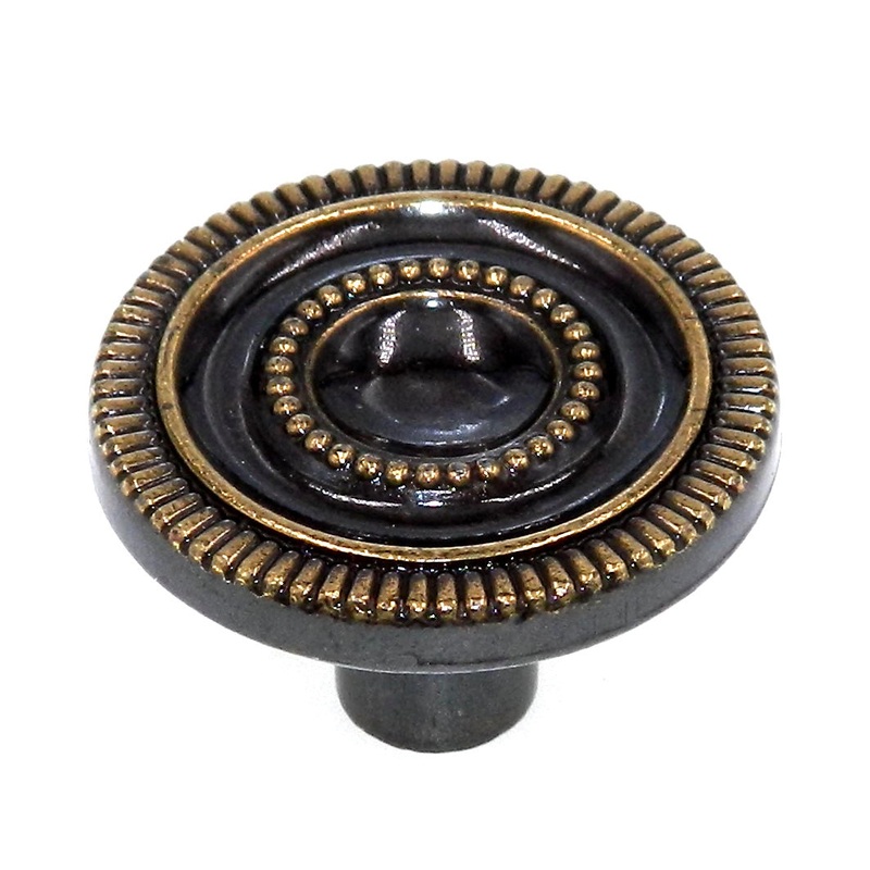 Vintage Amerock Patrician Antique English 1 1/8 Flat Top Round Cabinet Knob BP850-AE