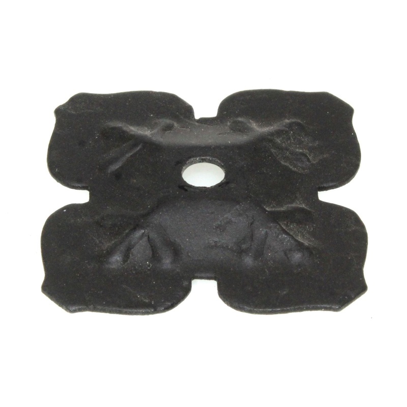 Acorn Mfg Forged Iron 4 Leaf Flower Door Boss 1 1/2 Knob Backplate Black RMDBP