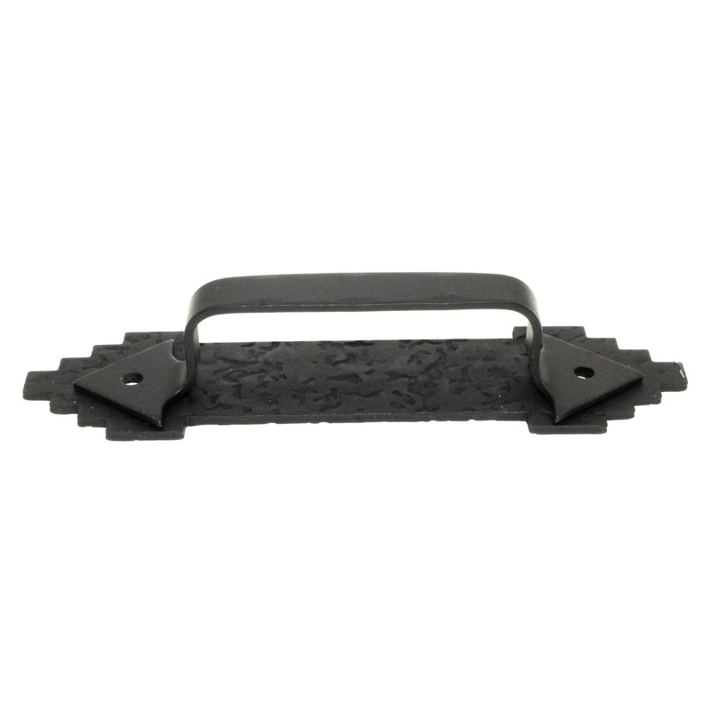 Acorn Mfg Forged Iron Cabinet Pull With Backplate 3 3/4 (96mm) Ctr. Black MPABP