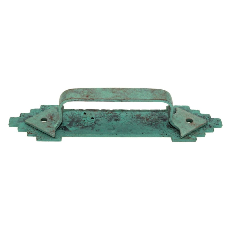 Acorn Mfg Forged Iron Cabinet Pull With Backplate 3 3/4 (96mm) Ctr. Green MPAVP