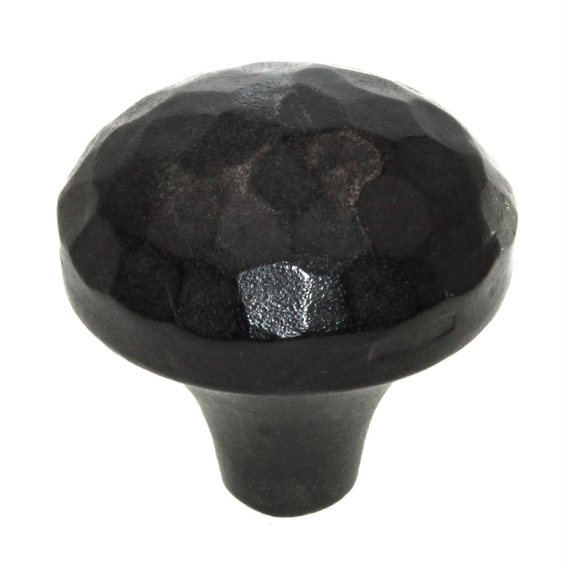 Acorn Mfg Forged Iron Iron Art 1 1/4 Hammered Cabinet Knob Matte Black IKBBP