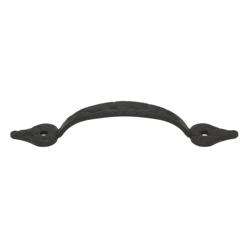 Acorn Mfg Forged Iron Rough Cabinet Spear Pull 3 9/16 Ctr. Matte Black RP7BP