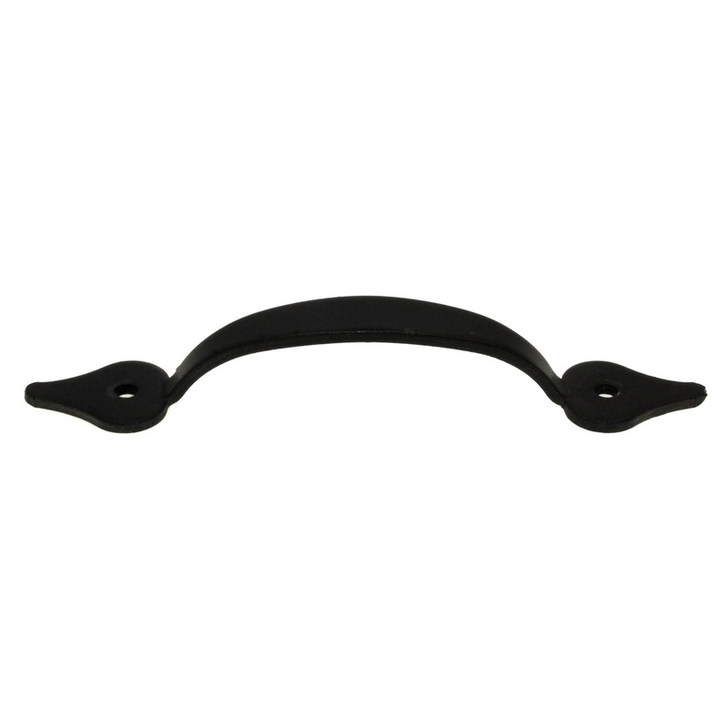 Acorn Mfg Forged Iron Smooth Cabinet Spear Pull 3 9/16 Ctr. Matte Black APBBP