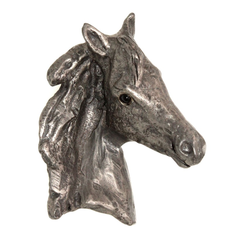 Anne at Home Animals Beauty Horse 2 1/4 Cabinet Knob Pewter Matte 025-1