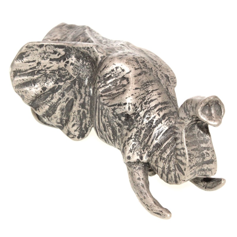 Anne at Home Animals Elephant Head 4 1/2 Cabinet Knob Pewter Matte 147-1