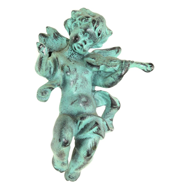 Anne at Home Art Nouveau Cherub Violin Large 4 Cabinet Knob Verdigris 056-10
