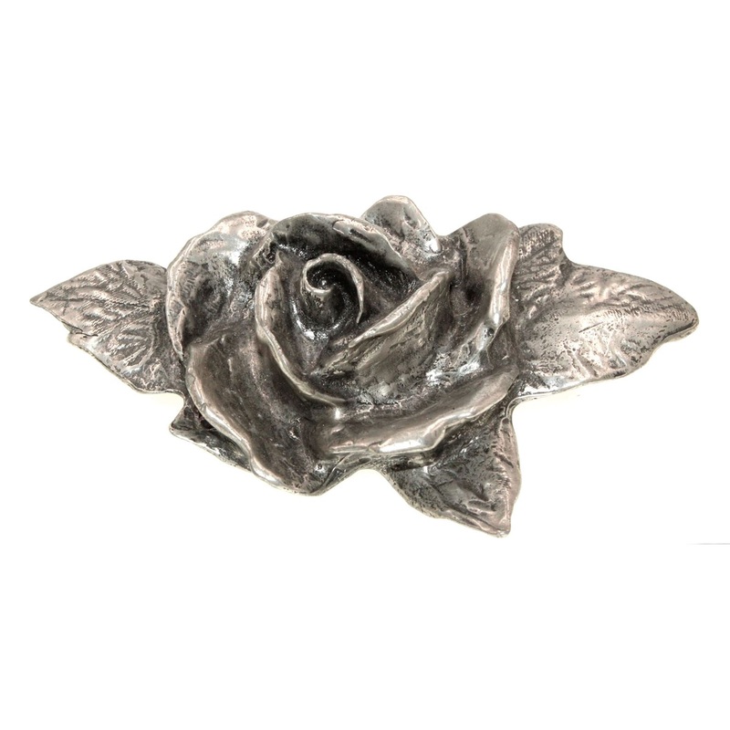 Anne at Home Hardware Large Single Rose 3 Ctr. Cabinet Pull Pewter Bright 115-8