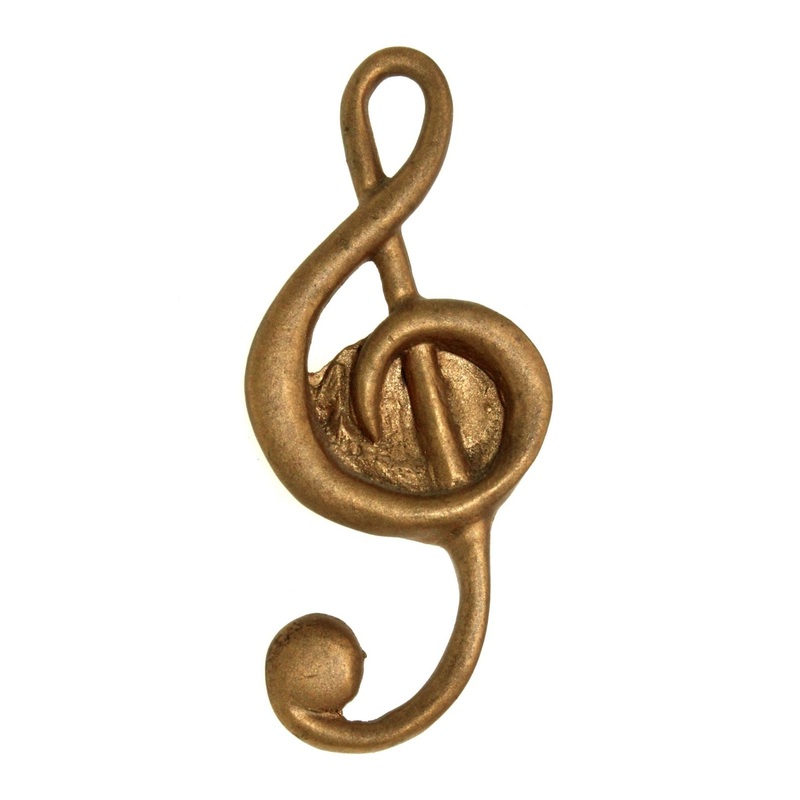 Anne at Home Hardware Music Clef Large 3 Whimsical Cabinet Knob Gold 614-5