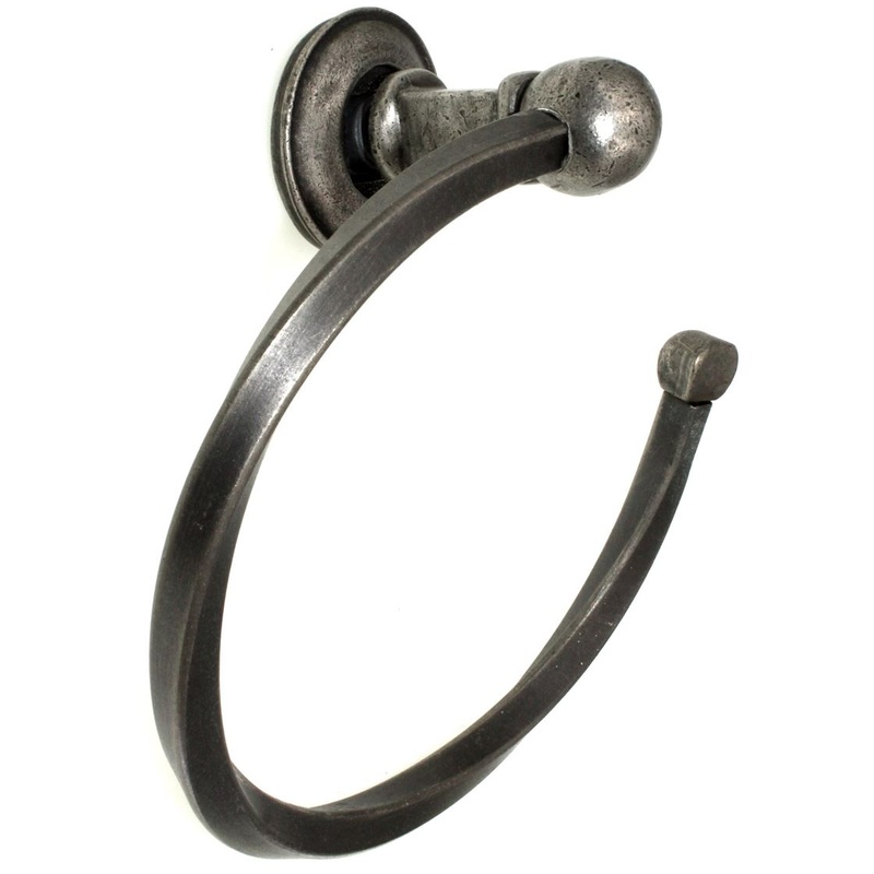 Anne at Home Industrial Une Grande Button Bath Towel Ring Pewter Matte 1563-1
