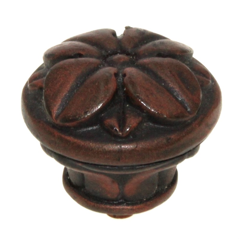 Anne at Home Nature Pompeii Large 1 1/4 Leaf Cabinet Knob Iron Red 1242-22