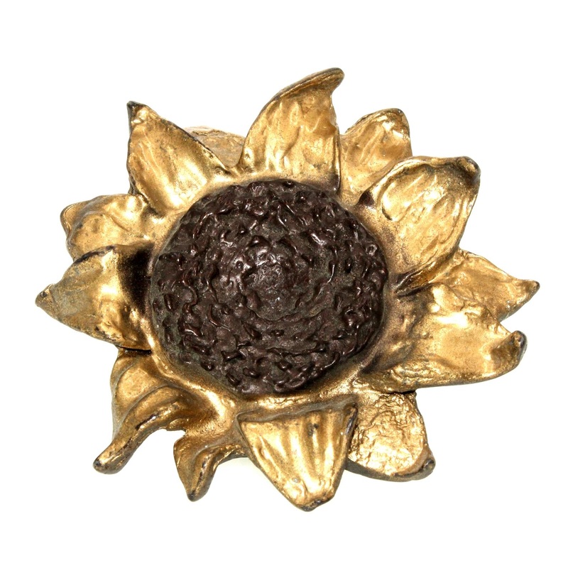 Anne at Home Nature Sunflower 3 1/4 Cabinet Knob Gold with Bronze Wash 146-6