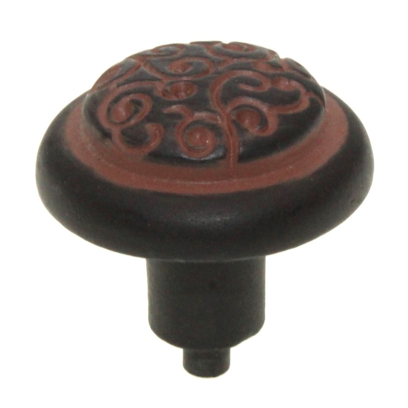 Anne at Home Ornamental Sasha 1 3/8 Knob Black with Terra Cotta Wash 289-730