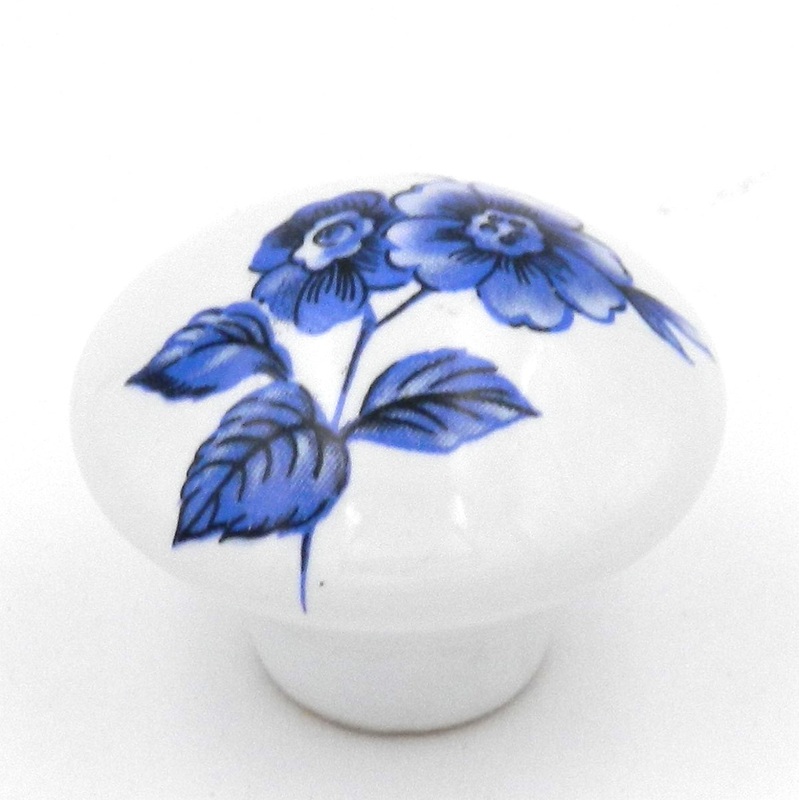 Belwith English Cozy 1 1/2 Round Mushroom Knob Poppy Flower P606-POP