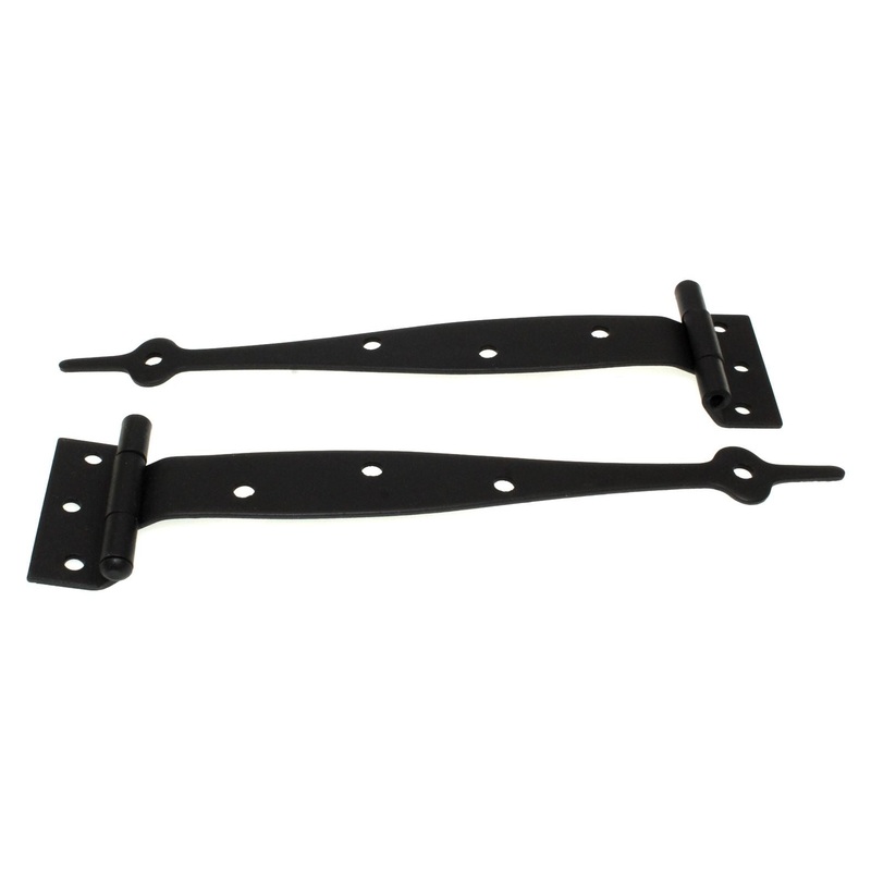 Pair Acorn Mfg Smooth 7 Cabinet Strap Hinge Spear Tip Colonial Black 01117-B