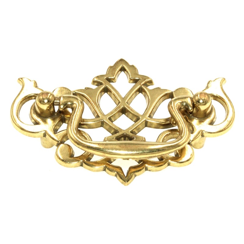 Queen Anne Chippendale 2 1/2 (64mm) Ctr. Drawer Bail Pull Satin Brass P1067