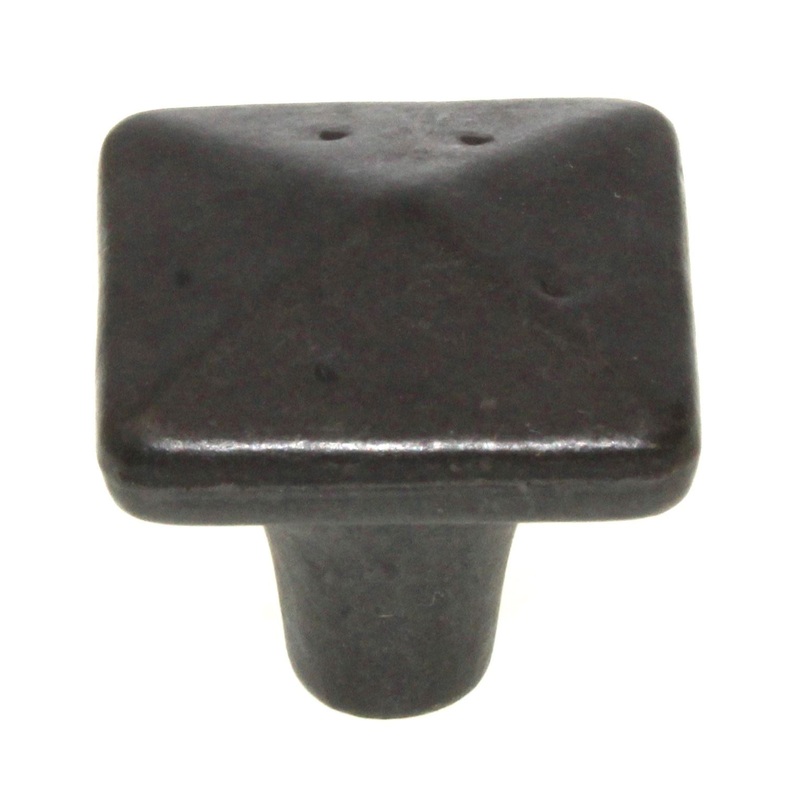Keeler Carbonite 1 1/4 Rustic Square Cabinet Knob Black Iron P3670-BI
