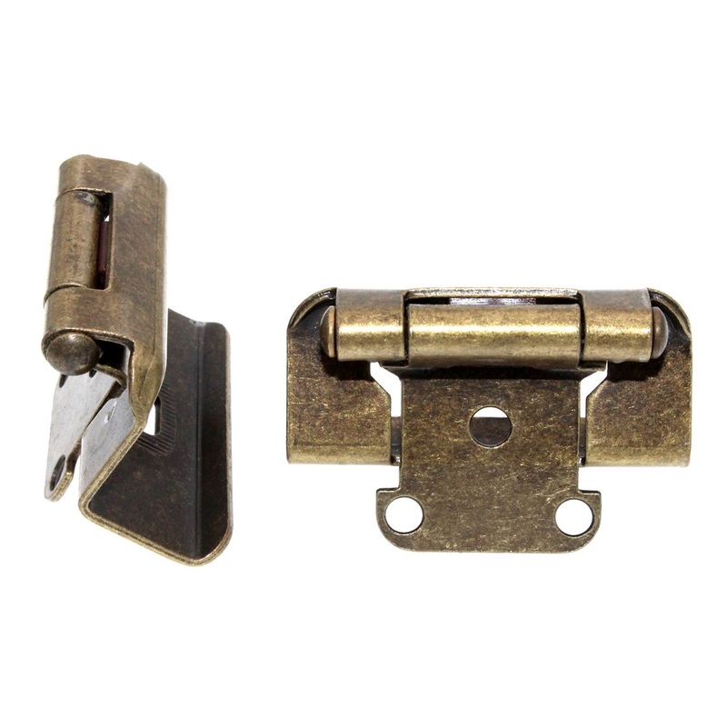 Pair Hickory Hardware 1/2 Overlay Wrap Cabinet Hinges Antique Brass P5710F-AB