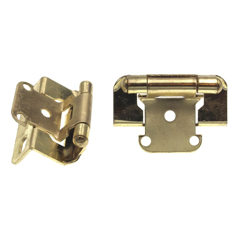 Pair Hickory Hardware Hinges Partial Wrap 1/2 Overlay Polished Brass P2710F-3