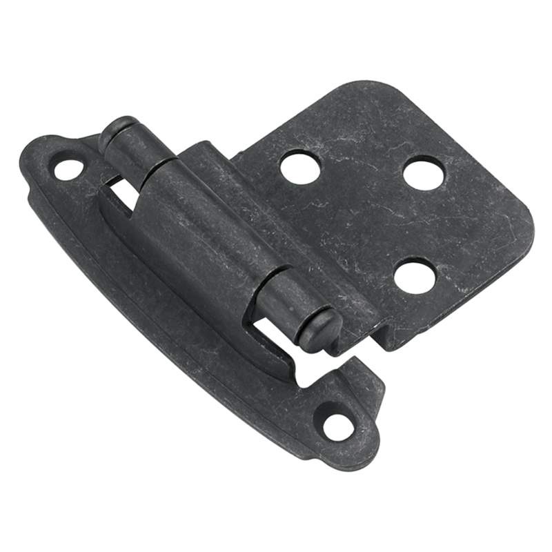 Pair of Hickory Hardware 3/8 Inset Hinges Black Iron Self-Closing P243-BI