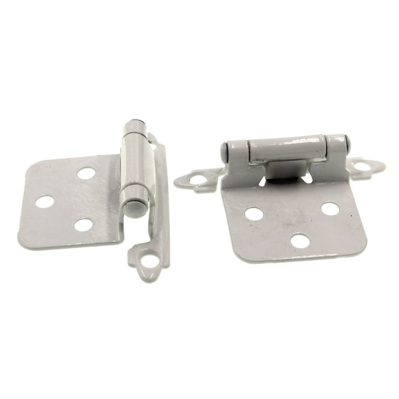Pair of Hickory Hardware Self-Closing Hinges Flush Variable Overlay White P144-W