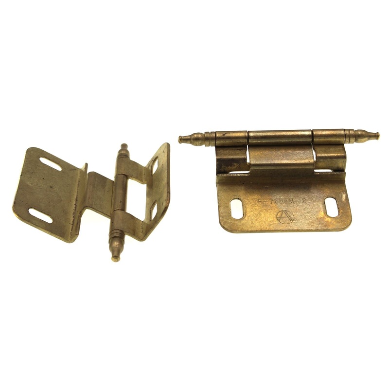 Pair Amerock Minaret Tip Unlacquered Brass Cabinet Hinge 3/8 Inset PK7687M-BNL