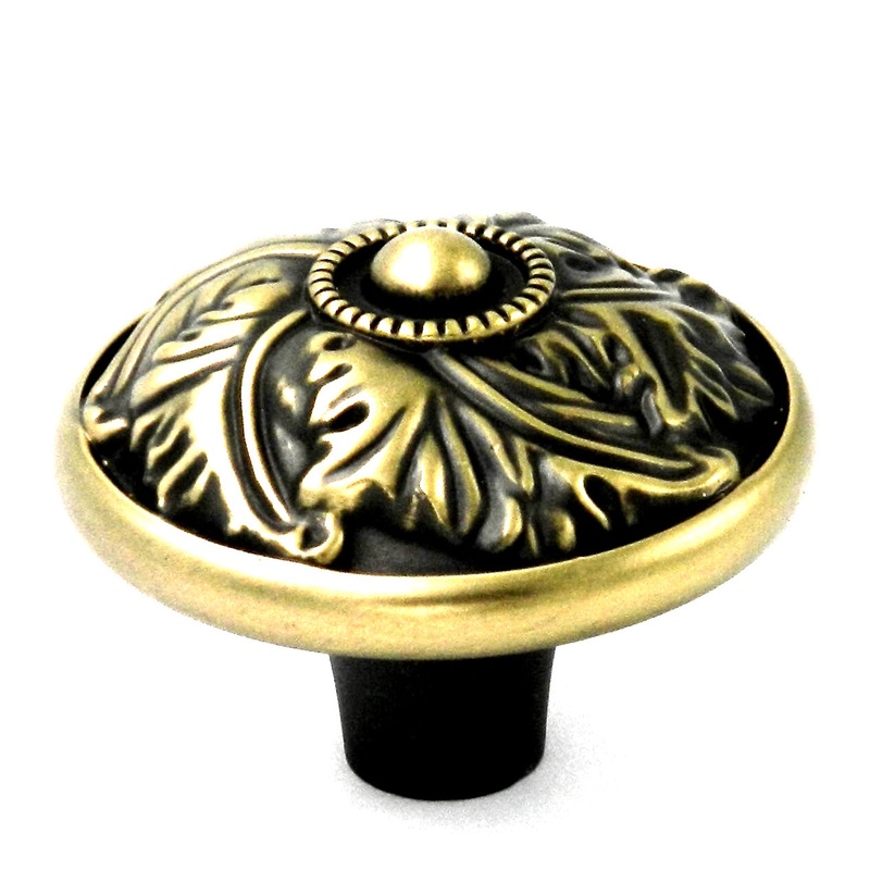 D3-06 Winchester Brass 1 1/2 Solid Brass Cabinet Knob Pulls Hickory Acanthus