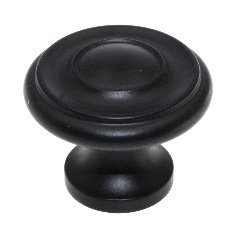 Schaub And Company 1 1/4 Round Solid Brass Cabinet Knob Flat Black 703-FB