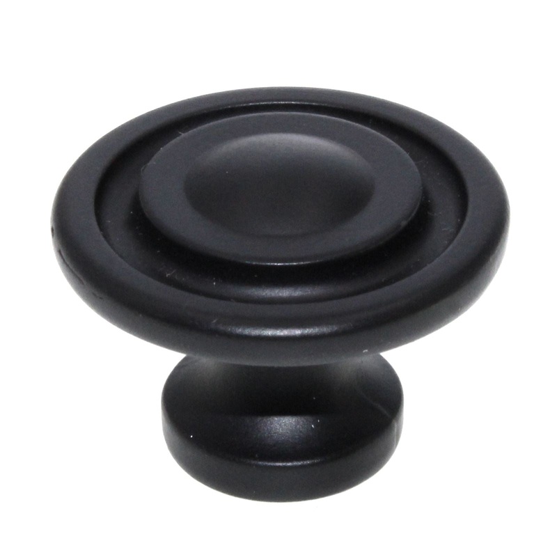 Schaub And Company Rustica 1 3/8 Ringed Cabinet Knob Matte Black 113-MB