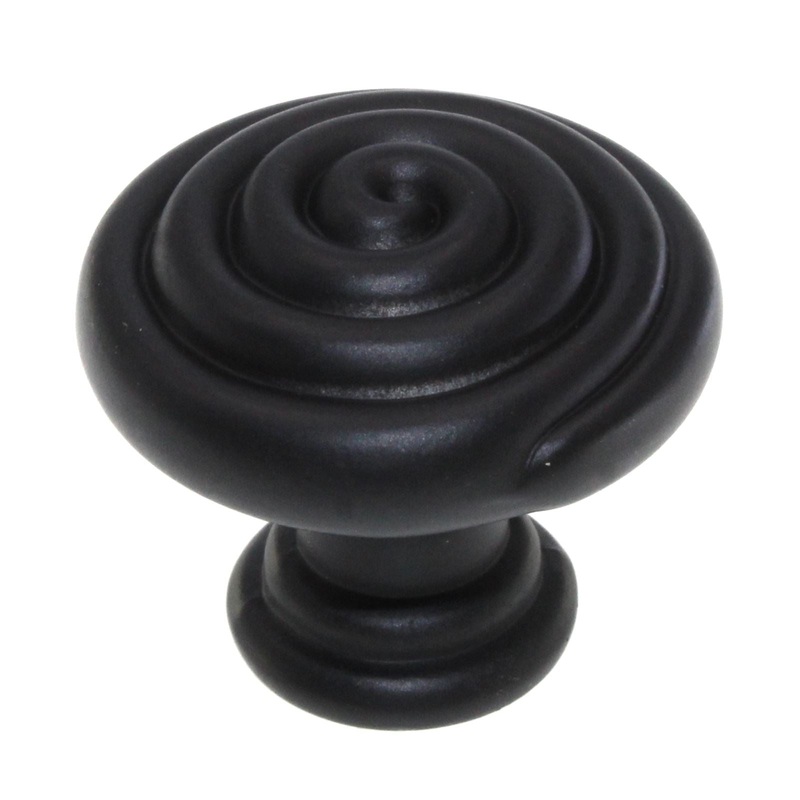 Schaub And Company Rustica 1 3/8 Swirl Brass Cabinet Knob Matte Black 114R-MB